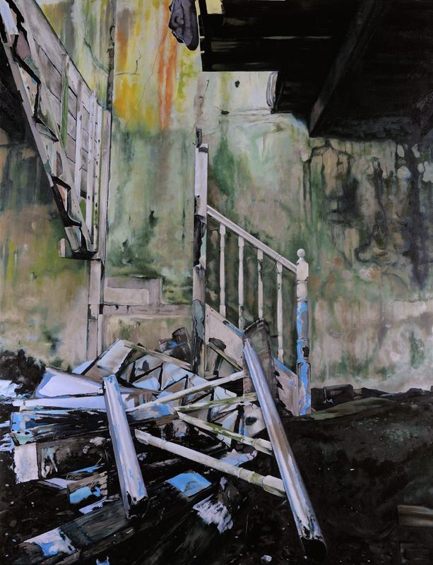 Descending Order — 28" x 24" · oil on linen