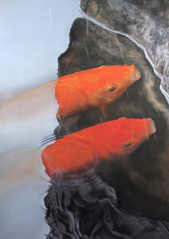 Slings and Arrows — 28" x 20" · pastel & charcoal