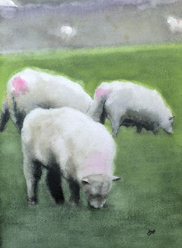 Wet Grass — 14" x 10" · watercolour